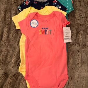 Carter's Super Sweet Coral and Yellow Bodysuit Set